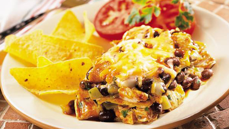 layered black bean enchiladas